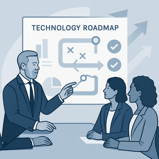 a clean modern illustration representing fractional CIO and CTO advisory services