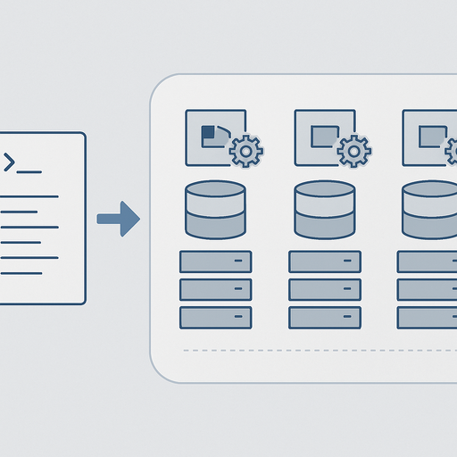 a clean modern illustration representing infrastructure as code and environment standardization