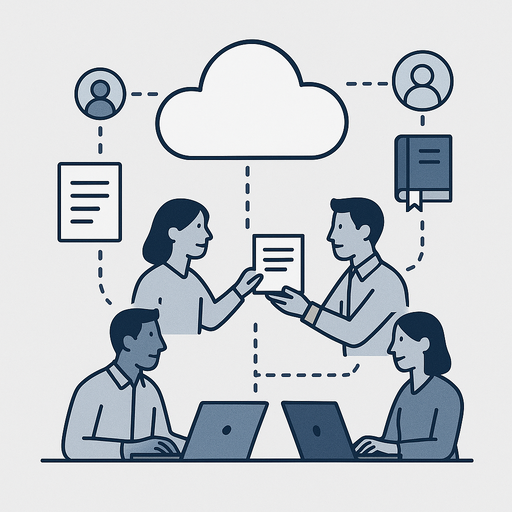 a clean modern illustration representing operational enablement and knowledge transfer