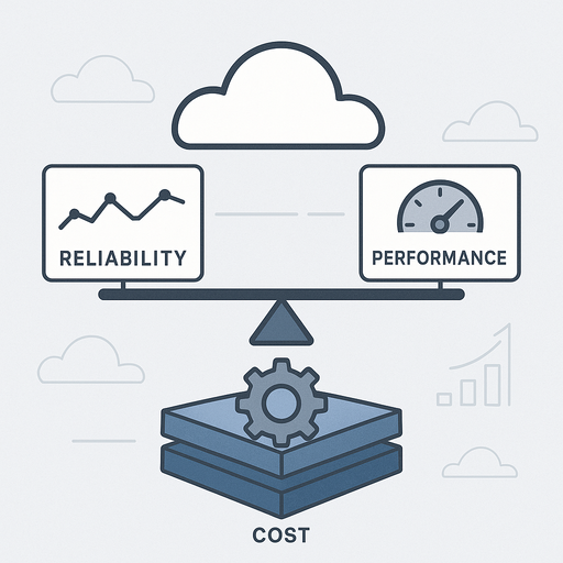 a clean modern illustration representing reliability cost and performance optimization in a cloud environment